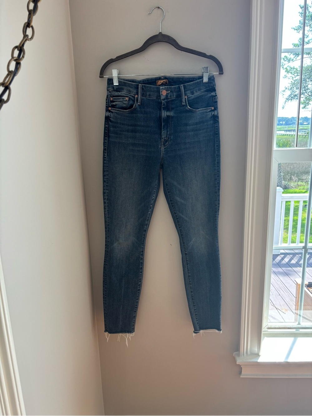 MOTHER Dark Blue High-Rise Ankle Jeans